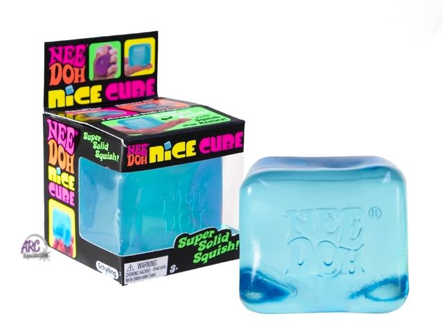 Lot 56-825630 - New - NeeDoh Nice Cube Squishy, Squeezy Square - Blue