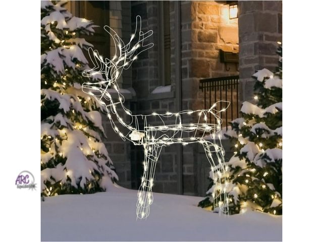 Lot 56-722128 - New Indoor/Outdoor Animated Light-Up Standing Buck Christmas Lighted Silhouette Decoration with 105 ...