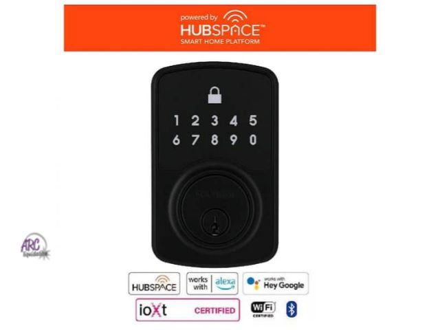 Lot 56-786864 - New / possible use. Defiant Square Compact Matte Black Electronic Single Cylinder Deadbolt Wi-Fi Ena...