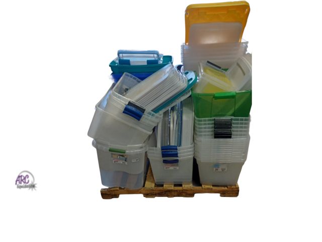 Lot 56-790913 - Pallet of over 50 totes. Mixed conditions. Some have lids. Different sizes
