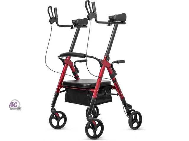 Lot 56-505924 - SLIGHTLY USED-ELENKER upright rollator walker HFK-9219B-red