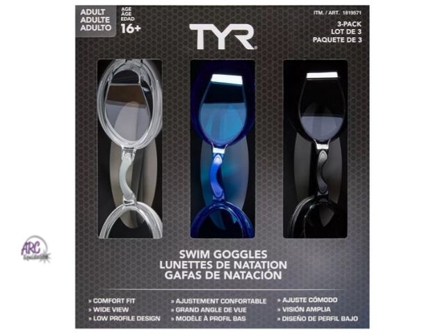Lot 56-363665 - NEW-TYR Adult Swim Goggles 3-pack-blue, white, black