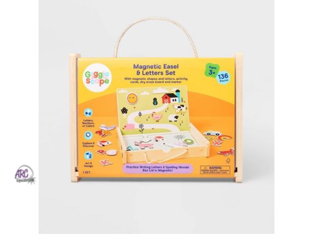 Lot 56-293230 - NEW Magnetic Easel &amp; Letters Set - 136pc - Gigglescape Educational Toddler Activity, Letter Magn...