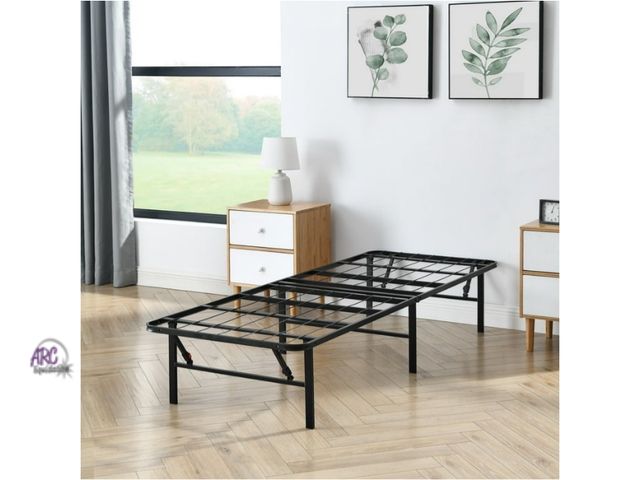 Lot 56-391213 - New,Mainstays Twin 14" High Profile Foldable Steel Platform Bed Frame with Storage Space Under Frame...