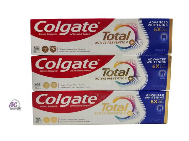 Lot 56-870017 - New - Lot of 3 -  Colgate Total Active Provention Advanced Whitening