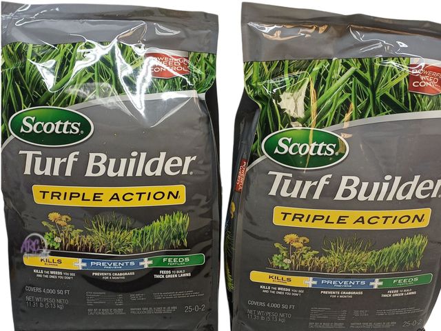 Lot 56-589698 - NEW-LOT OF 2- SCOTTS TURF BUILDER TRIPLE ACTION- 2X11.31 LB BAGS