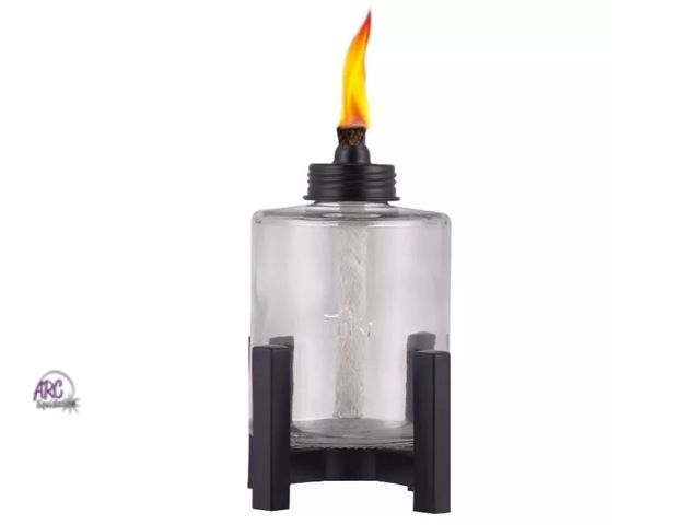Lot 56-383212 - New,Damaged,TIKI Elevated Tall Glass Tabletop Outdoor Torch*Broken Part of stand, still sturdy*