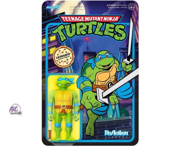 Lot 56-320730 - New, Super7 - Teenage Mutant Ninja Turtles - ReAction Wv 7 - Leonardo (Cartoon), Super7, Gifts