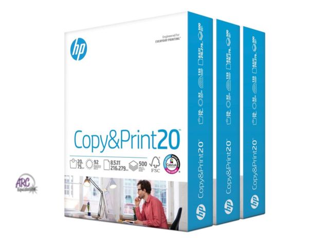 Lot 56-332417 - HP Papers | Printer Paper | 8.5 x 11 Paper | Copy &amp;Print 20 lb | Case - 1,500 Sheets | 92 Bright...