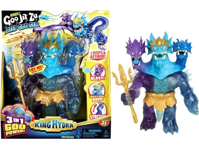 Lot 56-563030 - NEW-SLIGHTLY TORN PACKAGE-Heroes of Goo Jit Zu deep goo sea King Hydra toy