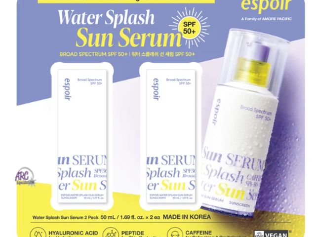 Lot 56-221761 - Out Of Package - Espoir Water Splash Sun Serum Sunscreen SPF 50+, 1.69 fl oz, 2-Pack Broken Lid See ...