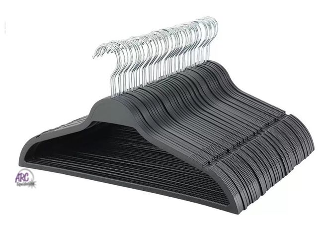 Lot 56-515565 - MAY BE MISSING HANGERS-~50 PACK rubberized hangers-black