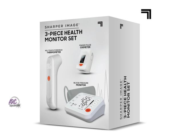 Lot 56-116324 - New Sharper Image Blood Pressure Monitor, Pulse Oximeter &amp; Thermometer, 3 in 1 Set