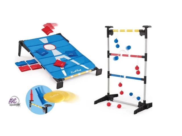 Lot 56-642951 - Lightly used - 3-in-1 Outdoor Game Set - Cornhole Ladderball Bottle Smash, 8 All-Weather Bean Bags 6...