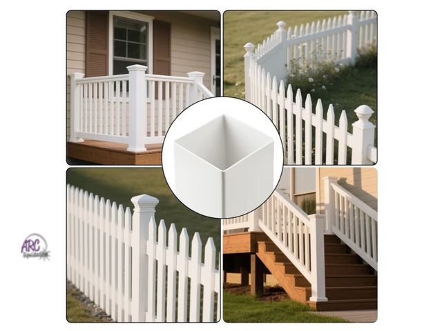 Lot 56-194840 - New in Box 4 Pieces 4" x 4" x 48" Vinyl Fence Post Sleeves, Railing Fence Post Wraps for Deck/Porch/...