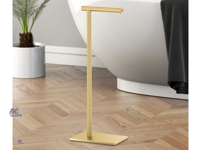 Lot 56-872517 - New - Gatco Modern Rectangle Base Freestanding Toilet Paper Holder