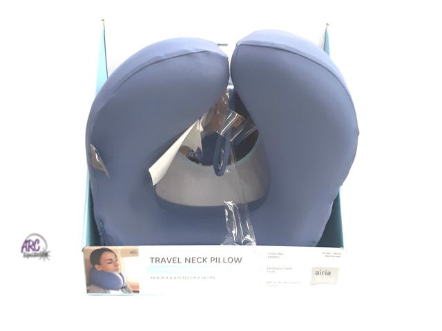 Lot 56-123961 - New - Out of Box Airia Living Blue Travel Neck Pillow With Cooling Technology 10.6 in x 9.4 in (27 c...