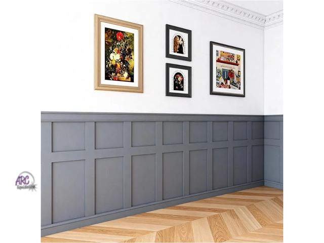 Lot 56-758351 - New in box Pangda 23 Pcs 94.49 x 47.24 Inch MDF Board and Wall Batten Panel Kit Premade Wainscoting ...