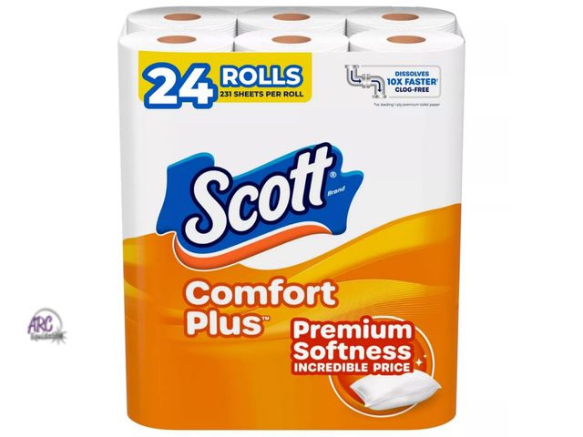 Lot 56-486113 - NEW-Scott Comfort Plus Toilet Paper-24 rolls-231 sheets per roll
