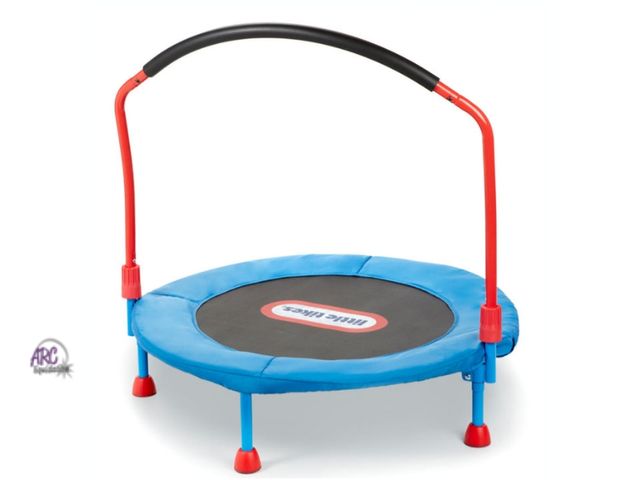 Lot 56-528617 - SLIGHTLY USED-Little Tykes Easy Store 3ft Trampoline – Foldable Indoor Trampoline with Handlebar