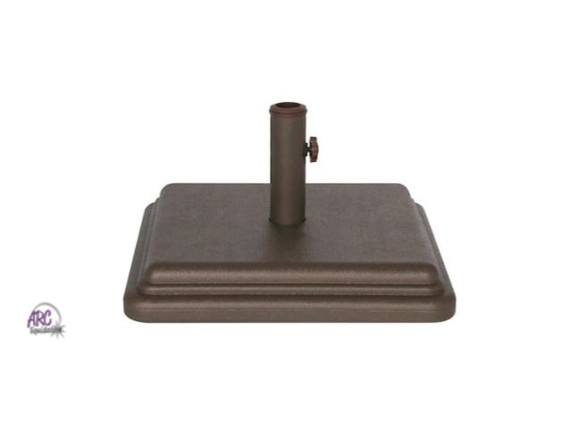Lot 56-753660 - New in box. US Weight 40 lbs. Prefilled Concrete Square Outdoor Patio Umbrella Base in Bronze