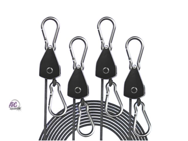 Lot 56-499565 - New in Package - (4-Pack) - Adjustable Rope Hanger with Metal Gear, Heavy Duty Ratcheting Pulley Sys...
