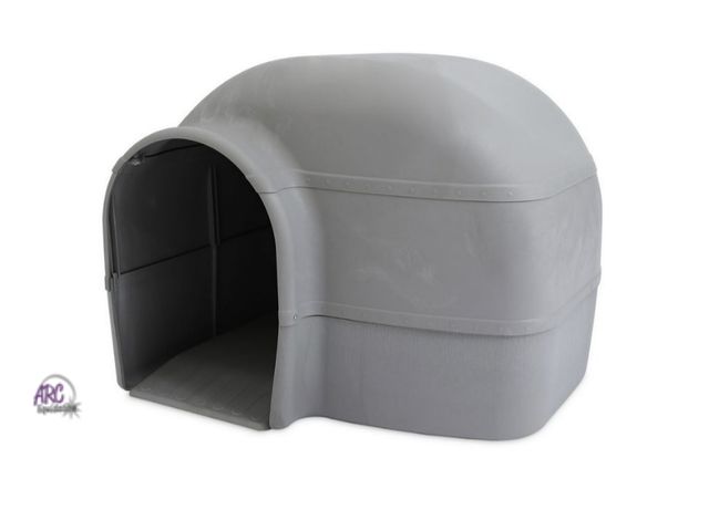 Lot 56-795224 - New in box Outback Igloo Dog House, Heavy Duty Durable Plastic, Outdoor Use, Leak-Resistant, Gray, F...