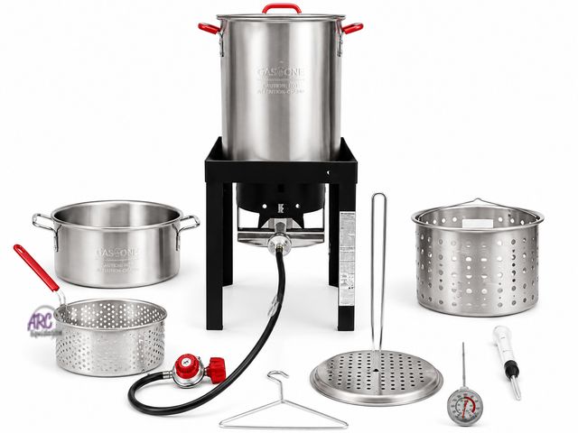 Lot 56-488164 - New in Box - CreoleFeast - 30 Qt. Turkey and 10 Qt. Fish Fryer Boiler Steamer Set