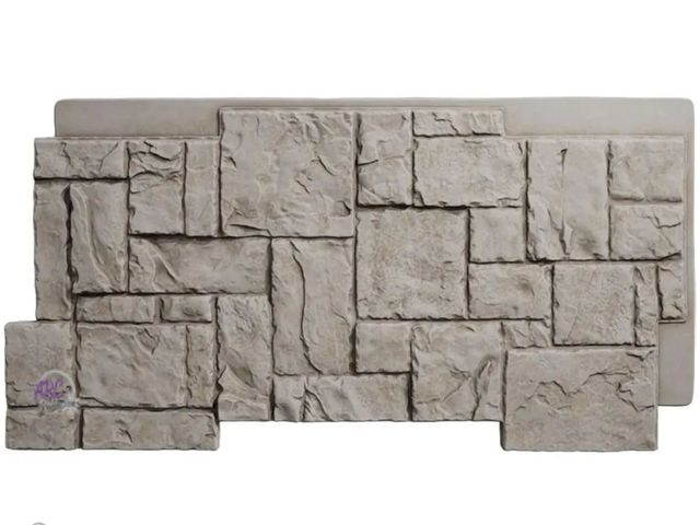 Lot 56-512710 - NEW-Ekena Millwork 49"W x 24 1/2"H x 1 1/4"D Castle Rock Stacked Stone, StoneWall Faux Stone Siding ...