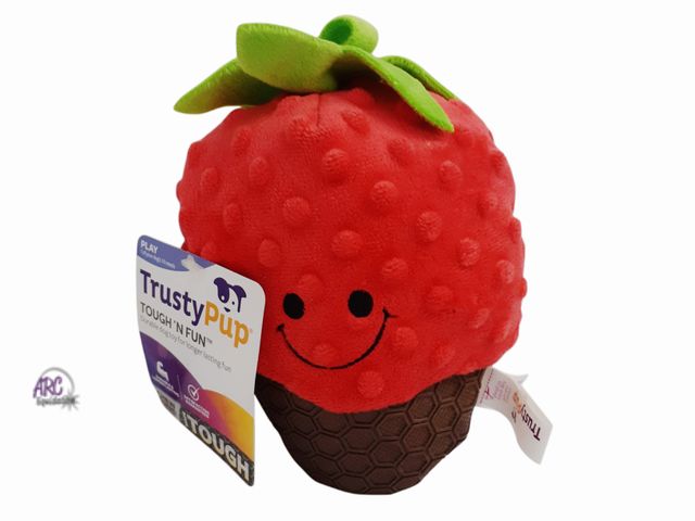 Lot 56-218361 - New - TrustyPup Tough 'N Fun Cocoa Berry Squeaky TPR &amp; Plush Durable Dog Toy, Red Large