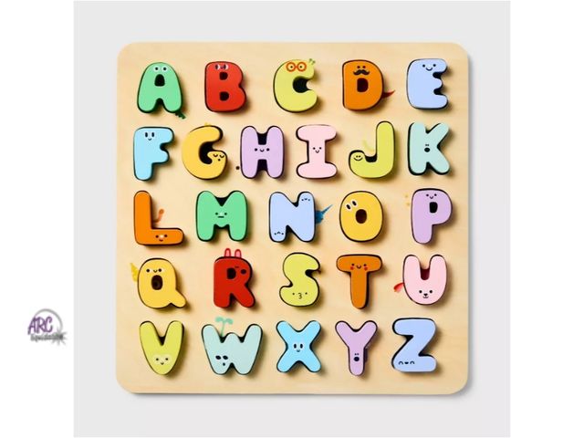 Lot 56-718027 - new open package. Wooden ABC Puzzle - 27pc - Gigglescape