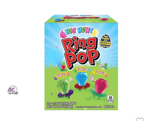 Lot 56-782553 - New,  36 ct  Ring pop. 3 flavors, blue raspberry, strawberry, and watermelon