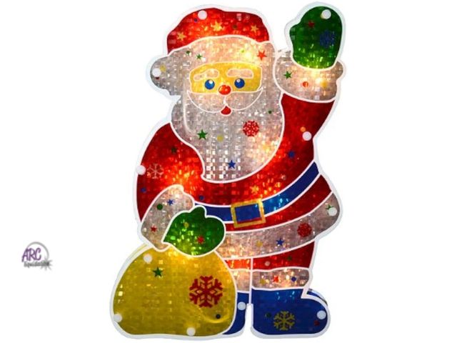 Lot 56-567230 - NEW-TESTED-Sienna Lighted Holographic Santa Claus Christmas Window Silhouette Decoration-12"