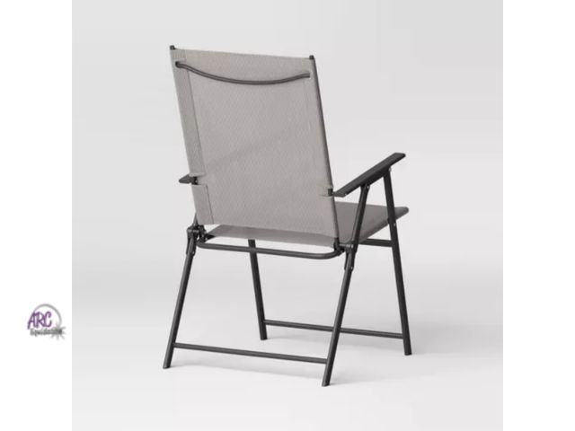 Lot 56-483513 - NEW-ROOM ESSENTIALS- sling folding patio dining chair-tan-40" tall
