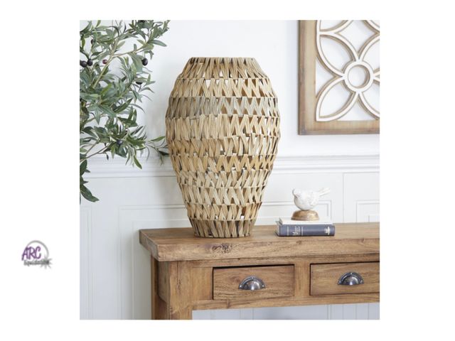Lot 56-185917 - New DecMode 22" Handmade Woven Brown Plastic Rattan Vase