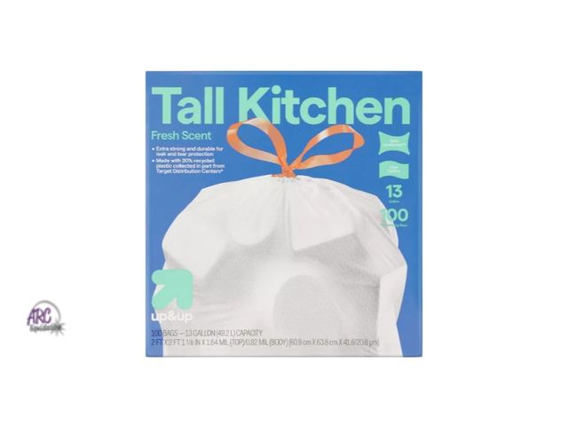 Lot 56-385212 - New,*retaped package*UltraStretch Tall Kitchen Drawstring Trash Bags - Fresh Scent - 13 Gallon - up&...