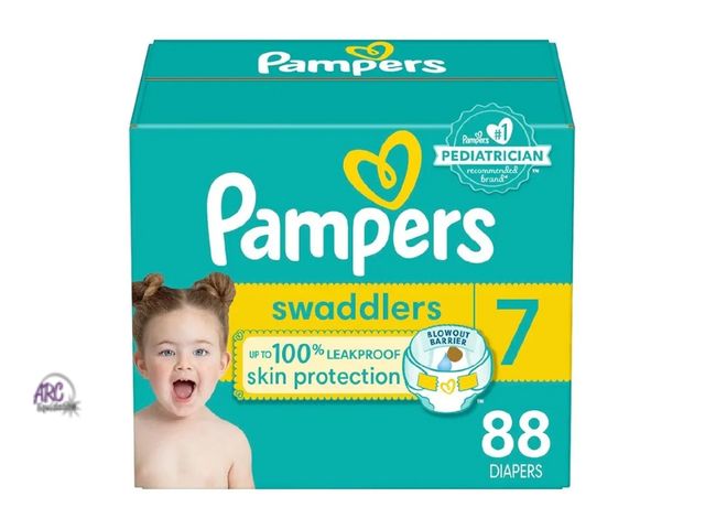 Lot 56-393213 - New,Pampers Baby Diapers - Swaddlers - Size 7, 88 Count, Ultra Absorbent Disposable Infant Diaper*Br...