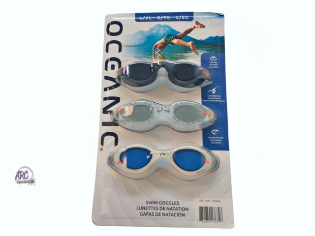 Lot 56-794814 - New Oceanic Swim Goggles 3-Pack. Adult L/XL
