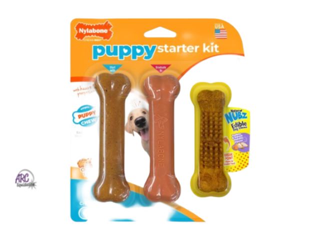 Lot 56-448660 - New - Nylabone Puppy Starter Pack Dog Toy - Brown