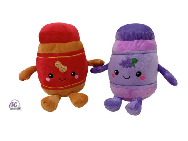 Lot 56-789823 - New 9" peanut butter and jelly plush friends.