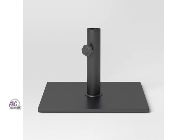 Lot 56-263650 - New in box 25lb Steel Square Outdoor Patio Market Table Umbrella Base Black - Room Essentials™: Weat...
