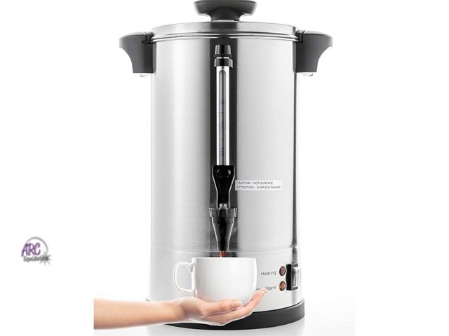 Lot 56-223718 - USED SYBO SR-CP-100B Commercial Grade Stainless Steel Percolate Coffee Maker Hot Water Urn for Cater...