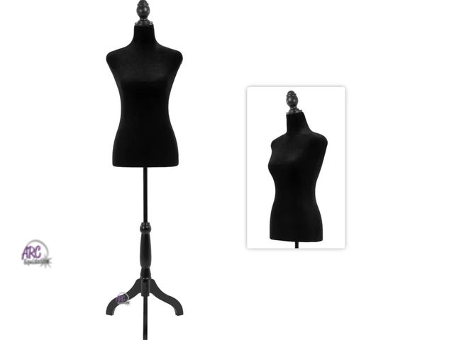 Lot 56-587398 - NEW-Mannequin Body Dress Form Torso 49.6-63.4 Inch Height Adjustable Female Model Wooden Tripod Stan...