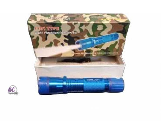 Lot 56-259723 - New 25 million v flashlight stun gun. Led. Rechargeable. Low beam and high beam. Blue