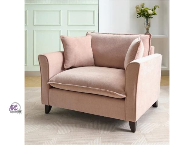 Lot 56-705643 - New in box. Harper &amp; bright designs Pink Chenille Oversized Armchair, Elegant Ruffled Armrests A...