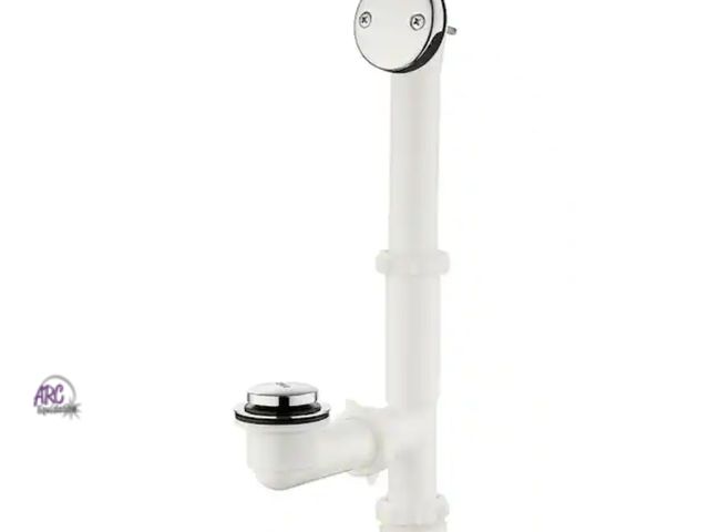 Lot 56-802823 - New - Everbilt Easy Touch 1-1/2 in. White Poly Pipe Bath Waste and Overflow Drain in Chrome