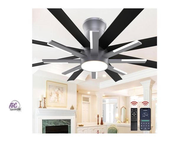 Lot 56-271951 - New in box 60 inch Black Ceiling Fans with Lights and Remote, Flush Mount Ceiling Fan for Living Roo...