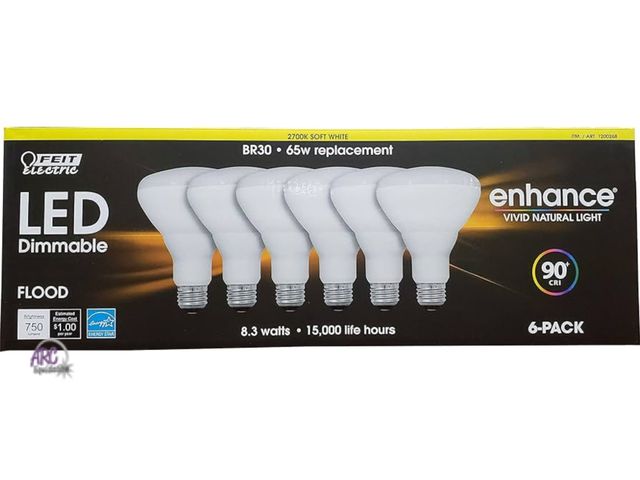 Lot 56-265298 - NEW OPEN BOX Feit Electric LED BR30 Flood Bulbs, 6-pack