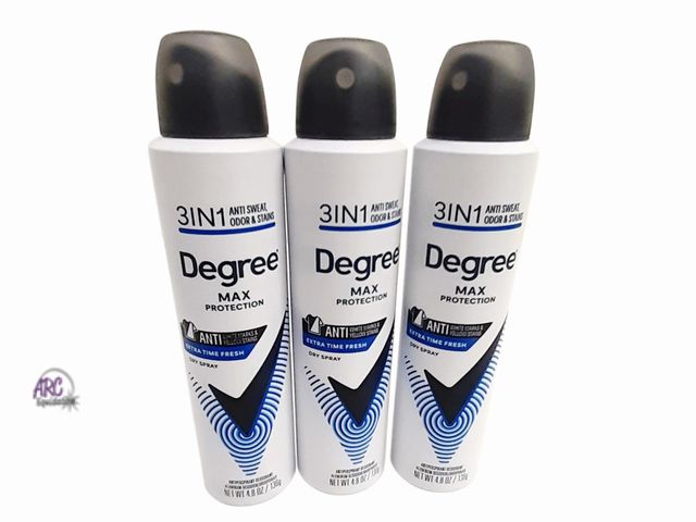 Lot 56-220060 - New - 3 Pack 3-In-1 Anti Sweat, Odor and Stain Degree Max Protection Extra Time Fresh Dry Spray