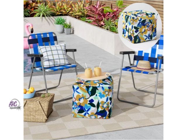 Lot 56-702514 - New 18"x15" Outdoor Patio Pouf - Room Essentials